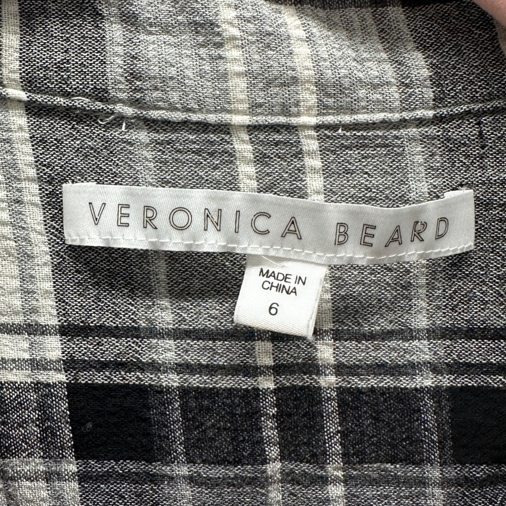 Veronica Beard Black and White Plaid Button-Down Shirt - Picture 3 of 6